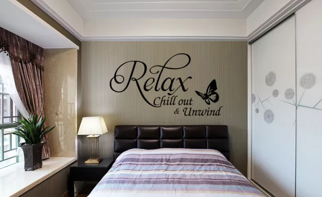 Relax Butterfly Vinyl Art Wall sticker Quote bedroom Wall Decal uk    SH139 2