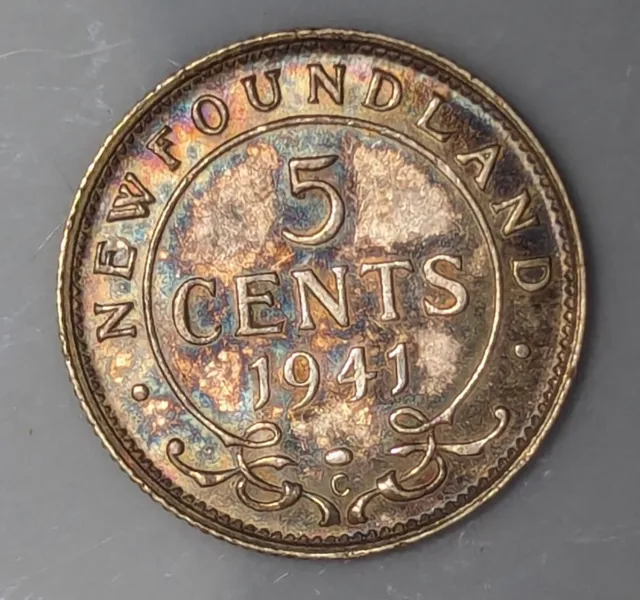 1941 NEWFOUNDLAND Pre Confederation Canada Silver 5 Cents coin (#C2512)