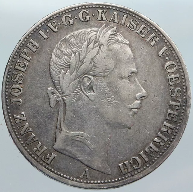1857 A AUSTRIA w KING FRANZ JOSEPH I Vintage Eagle Old Silver Thaler Coin i88070