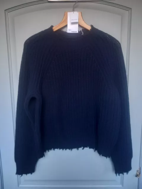 Zadig and Voltaire Chunky Knit Ribbed Jumper BNWT wool cashmere navy blue L