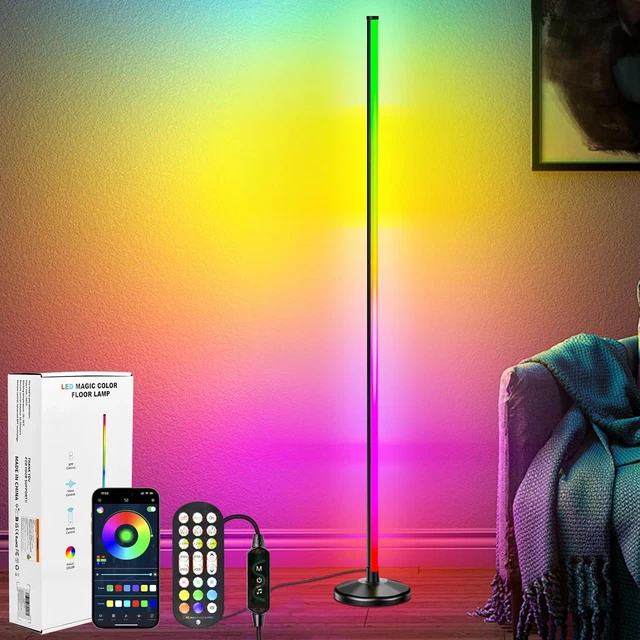 Piantana RGB Moderna Lampada Da Terra LED Dimmerabile 156cm Con Telecomando - RGB E Luce Bianca Regolabile | Per Soggiorno E Camera Amdelne 156cm - 4
