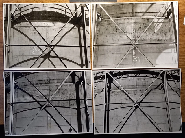 n.4 fotografie particolari ex GAZOMETRO di ANCONA – anno 1961 – foto Trani