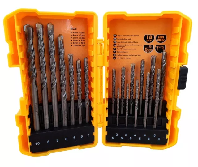 Set 18 punte trapano per muro cemento mattoni 3 - 10 mm con custodia 521003