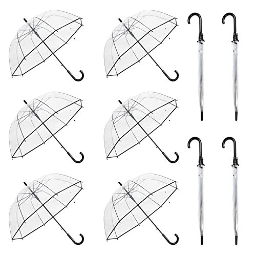 NATUREKISS 10 Pcs 46 Inch Clear Bubble Umbrella Wedding Large White Clear Umb...