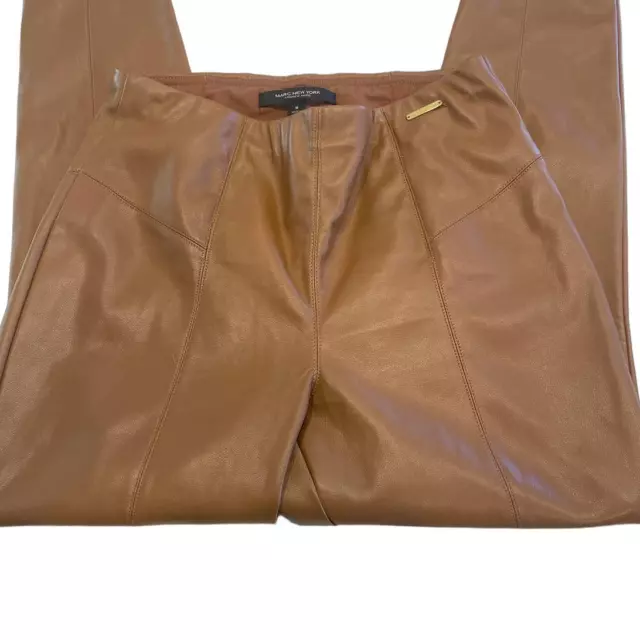 Marc Jacobs Faux Leather Chocolate Brown slight stretch pull on pants Medium