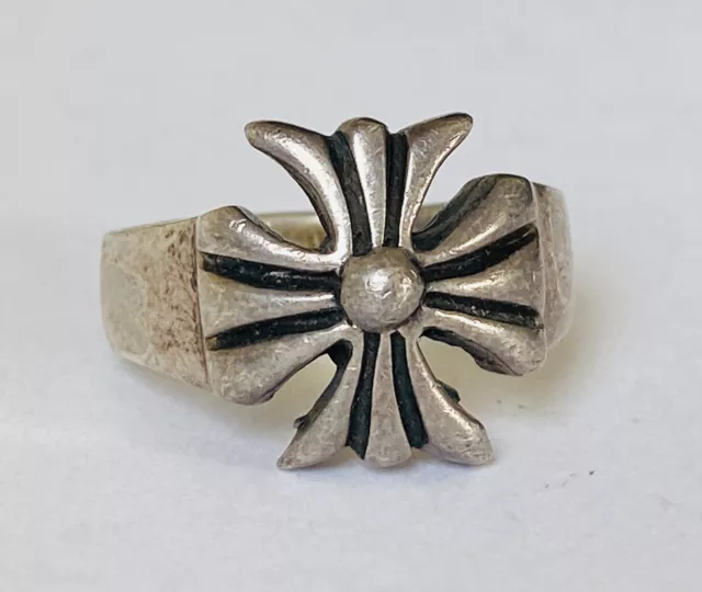 Vintage Sterling Silver Maltese Cross Men’s Ring Size 12 Biker