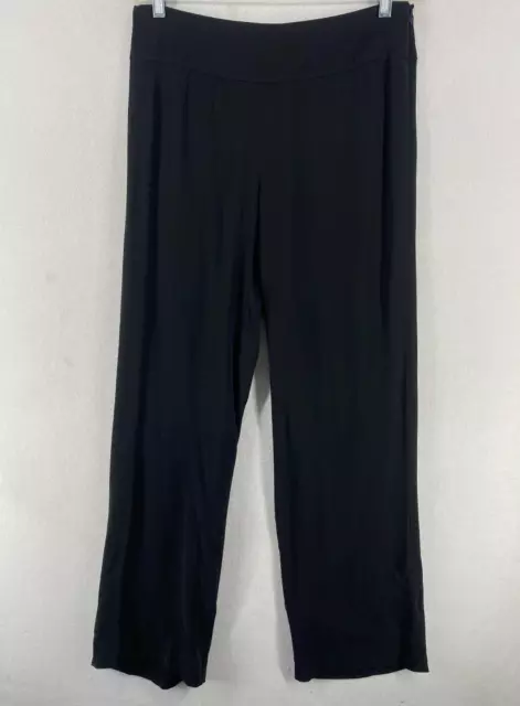 EILEEN FISHER Pants S Silk Georgette Crepe Full Length Straight Trouser Black