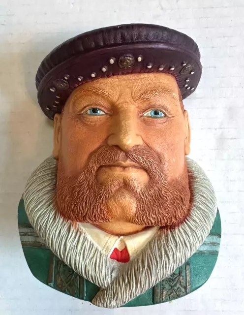 Vintage King Henry VIII Chalkware Head England Legend Products 1982 Wall Hanging