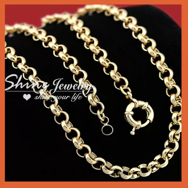 9K Yellow Gold Filled Belcher Chain Ring Link Mens Women Solid Gift Necklace New