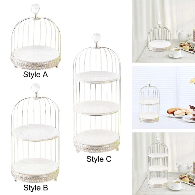 Support De Plateau à Gâteaux - ZERONE - Or Rond à 3 Niveaux - Poignée