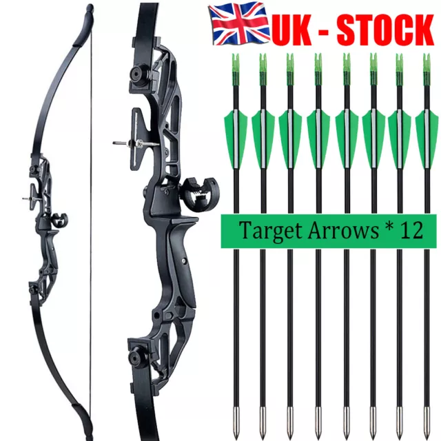 54" Archery Recurve Bow SET & 12pcs Arrows for Righthand Hunting Target Practice