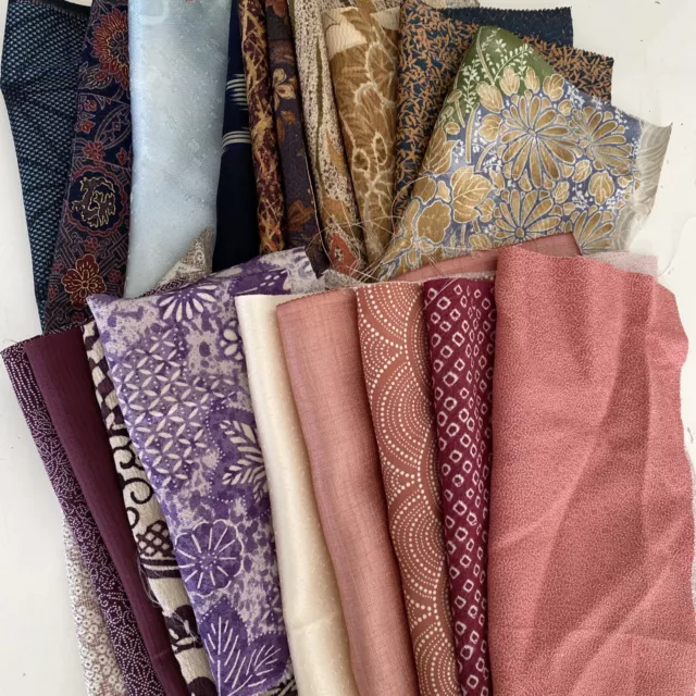 Vintage Japanese Silk Kimono Fabric Remnants, scraps, Quilting Lot 706 Aus Stock