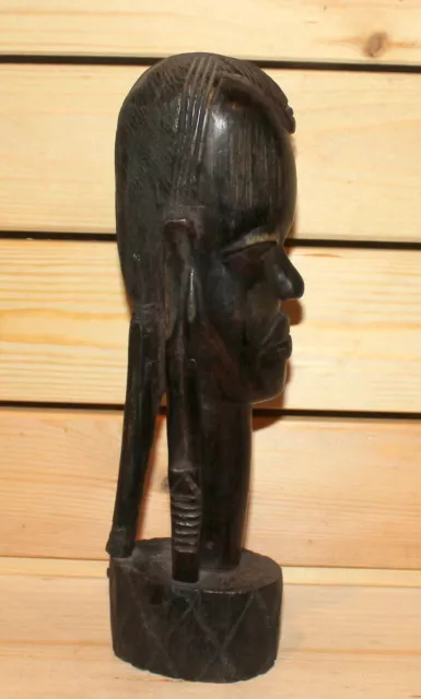 Vintage African hand carving wood head statuette