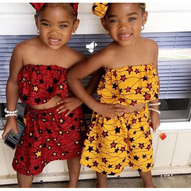 Top gilet top bambini bambine vestiti estivi stile africano stampa stelle stampa stelle
