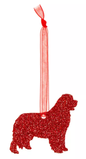 Newfoundland Dog Style A Glitter Christmas Decoration - 11 colour choices.