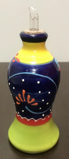 Anoru Ceramica Spain Hand-Painted Multi Color Oil Dispensing Cruet