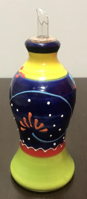 Anoru Ceramica Spain Hand-Painted Multi Color Oil Dispensing Cruet Anoru Ceramica Spain Hand-Painted Multi Color Oil Dispensing Cruet