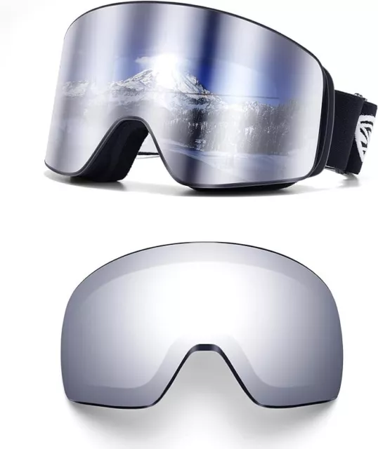 Snowboard Ski Goggles OTG Anit Fog 2 Lens Magnetic  UV Protection