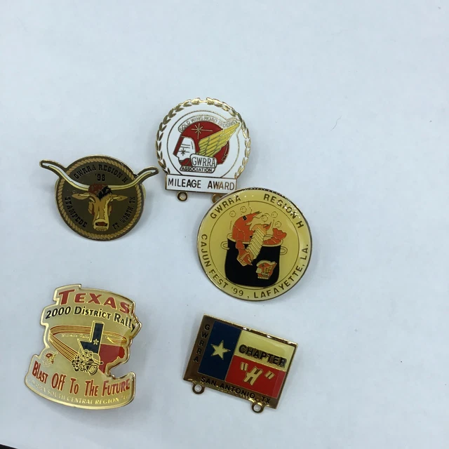 Lot Of 5 GWRRA Motorcycle Touring Gold Wing Road Riders Pins Riding Biker Travel