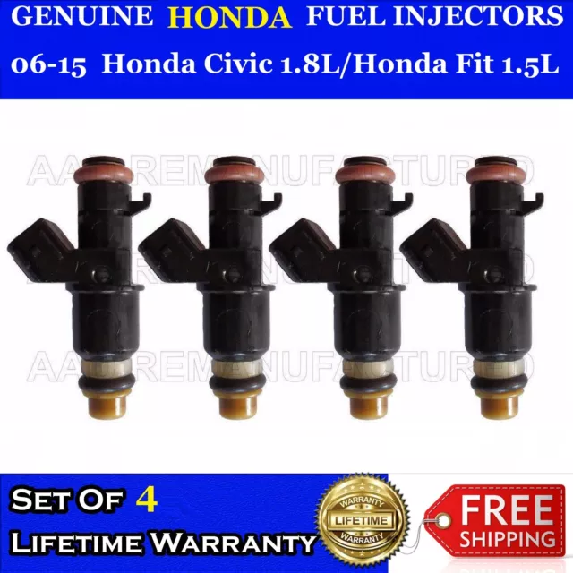 Genuine Honda 4x Fuel Injectors For 06-15 Civic 1.8L / 06-11 Honda Fit 1.5L