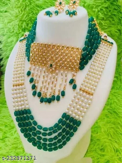 Indian Bollywood Style Designer Gold Plated Fashion Bridal Jewelry Necklace Set