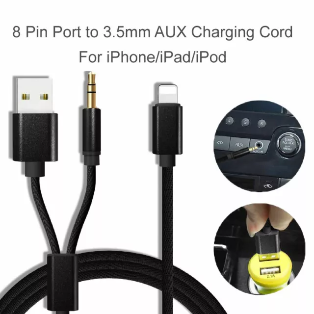 For iPhone Headphone Adapter Jack 8 Pin to 3.5mm Aux Cord Dongle Converter  USA