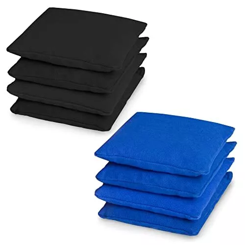 All Weather Cornhole Bean Bags Set of 8 - Royal Blue & Black