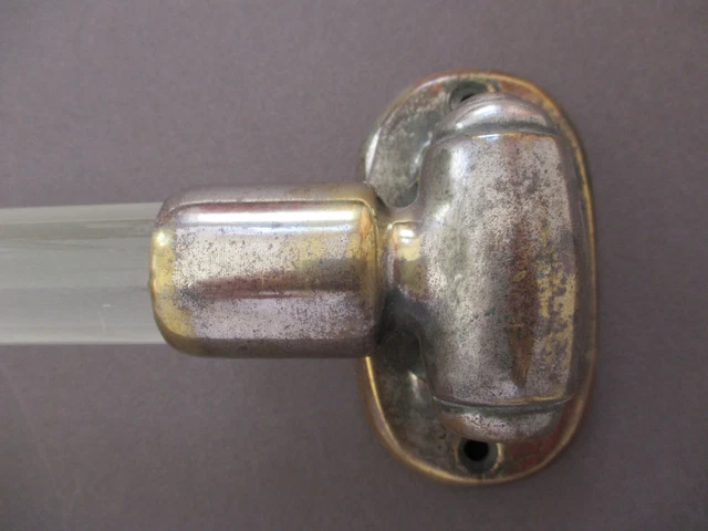 Antique Art Deco Towel Rail Wall Rotatable, Glass Rod and Metal C. 1920's 30's 2