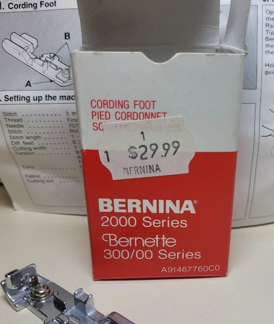Serger Cording Foot for Bernette/Bernina, Funlock, Make Ruffles, Gathers