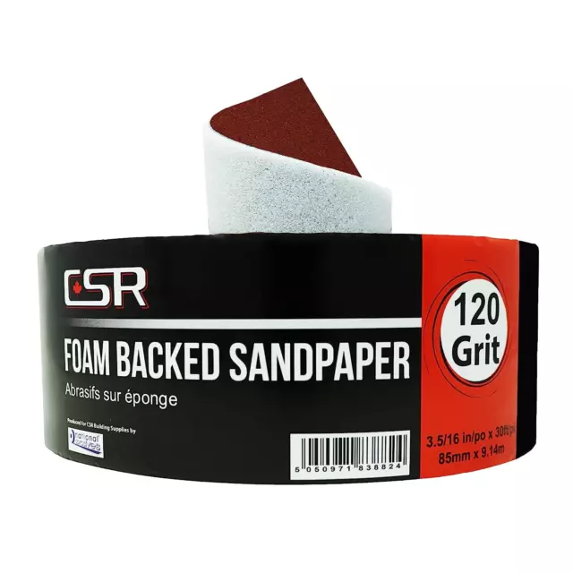 Rollo de papel de lija posterior esponja para paneles de yeso CSR 3-5/16" X 30' (120 grano)