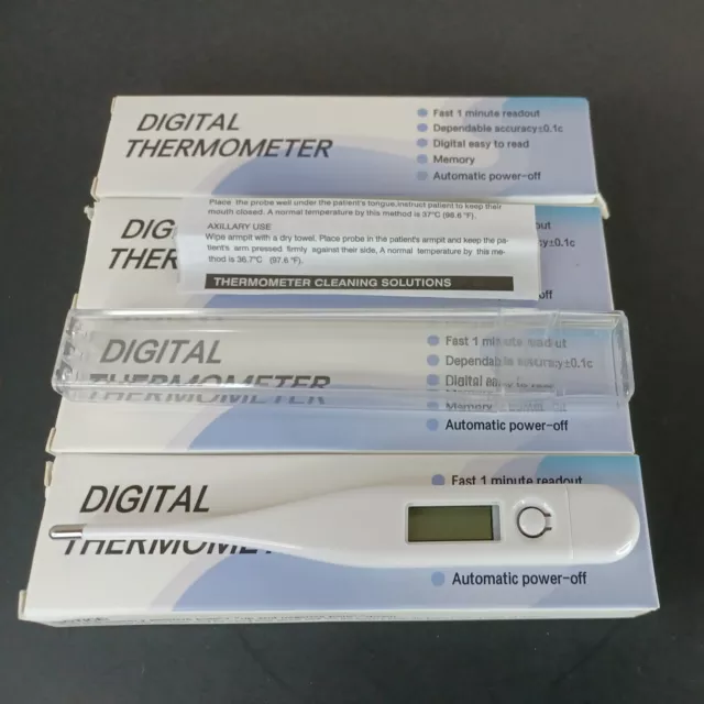 Paquete de 4 termómetros digitales para adultos + niños, cuerpo médico oral/rectal/axilas 3