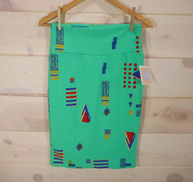 NWT Lularoe CASSIE Womens S Skirt Green Red Blue Diamond Geometric Stretch Knit