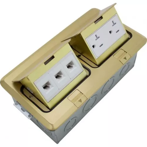 Orbit FLBPU-DL-BR Floor Box Pop-Up with Duplex Receptacle and RJ45 Brass