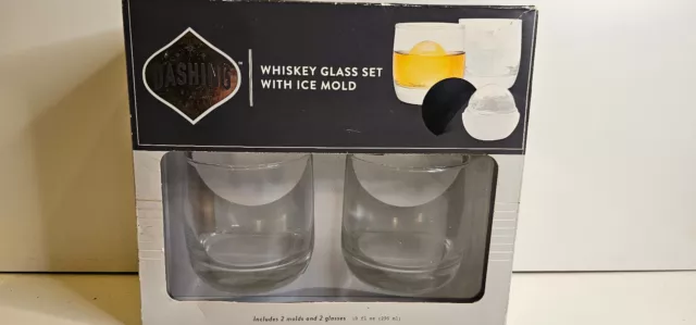 Dashing Brand Whiskey Glass Set with Ice Mold Gift Set Style 886062  Christmas