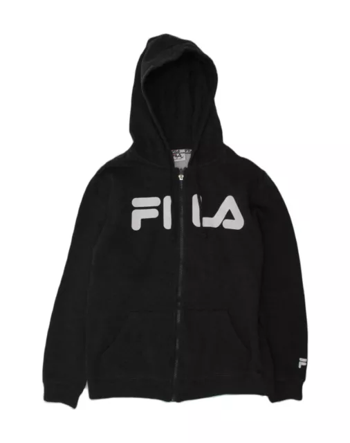 FILA Boys Graphic Zip Hoodie Sweater 9-10 Years Grey Cotton VU09