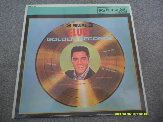 ELVIS PRESLEY Elvis Golden Records Vol 3    RCA VICTOR ORANGE LABEL   near mint