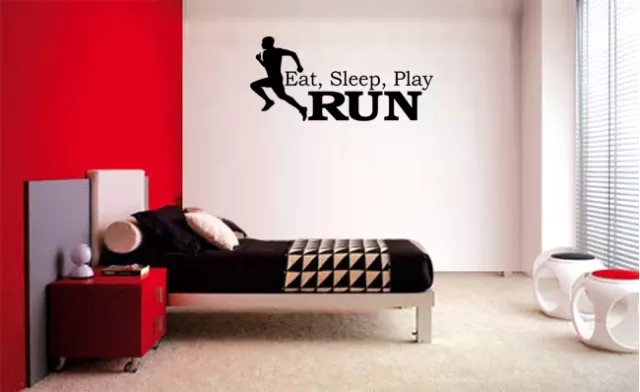 Eat Sleep Play Run Vinyl Wall Decal Boy Lettering Decor Sticker Room Sports Kids