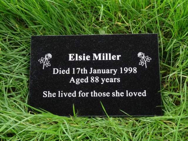 Personalised Engraved Natural Granite Memorial Plaque Headstone With Rose