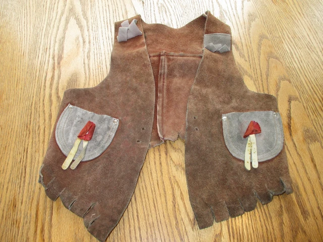 Vintage Western Vest Child Boy Girl Cowboy Cowgirl Leather Suede Fringe