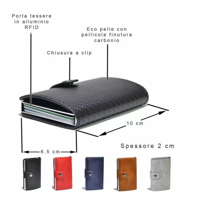 PORTA CARTE DI credito uomo in pelle alluminio tessere bancomat portafoglio  EUR 9,99 - PicClick IT