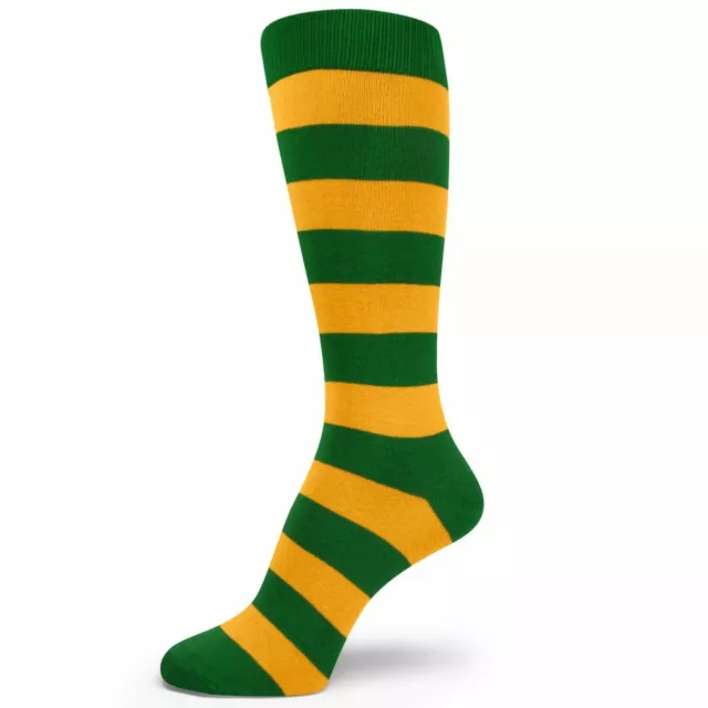 Green /Gold Yellow Premium Quality Stripe Mens Groomsmen Socks MA159