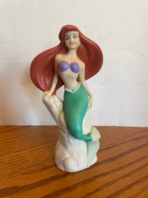 Disney The Little Mermaid Porcelain Figurine Ariel Sitting on Rock Vintage 6"