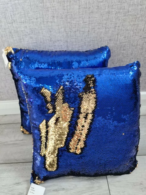 Magic Meerjungfrau Pailletten Kissenbezug Kissenhülle Blau Gold Wendepailletten Geschenk