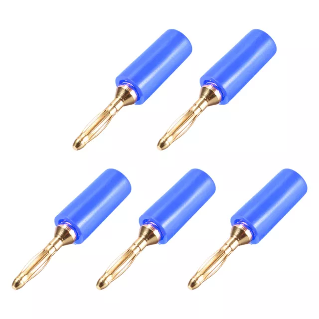 5 Stücke 2mm Bananenstecker Kabel Drahtstecker Stecker Klinkenstecker Gold Blau