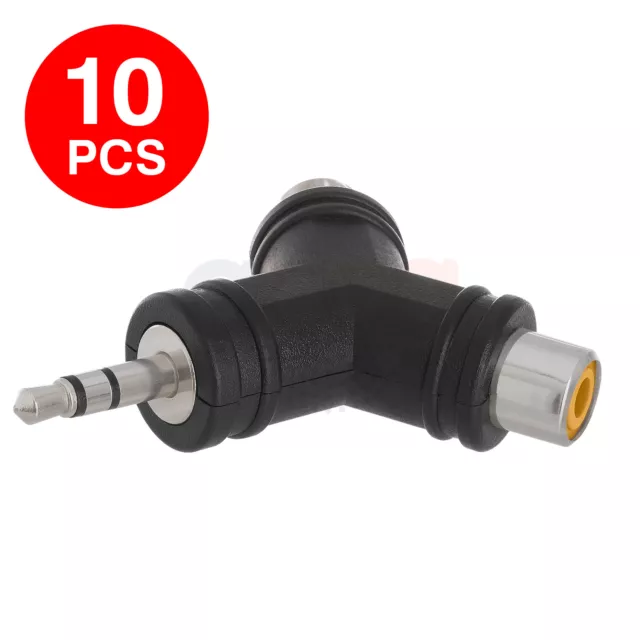 Paquete de 10 enchufes estéreo macho de 3,5 mm a 2 gatos hembra RCA divisor adaptador auxiliar