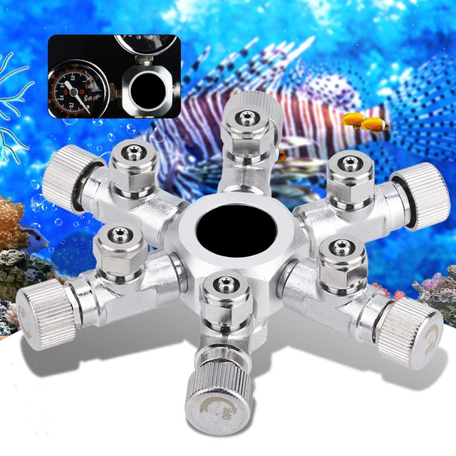 Multi Ways Distributore Regolatore Acquario CO2 Splitter Valve Fish Tank (6 DB3