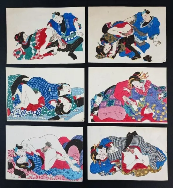 Woodblock print/shunga/secret picture/pillow picture/glazed picture] 6  sheets