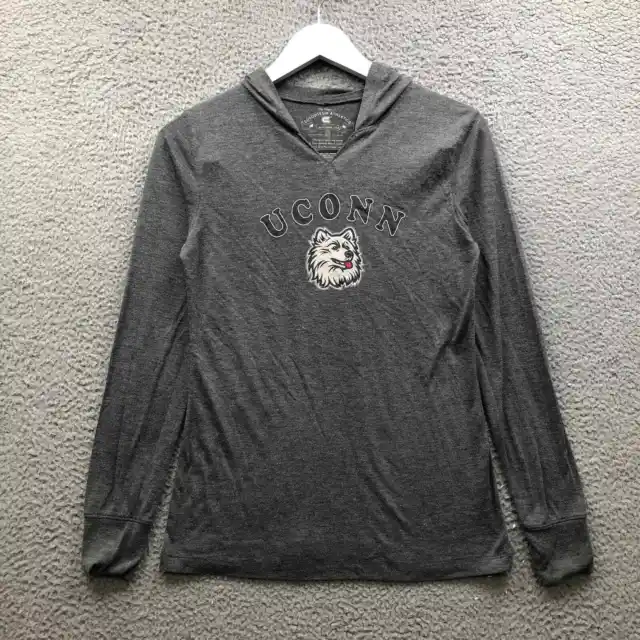 University of Connecticut Huskies Hooded Shirt Womens Medium M Long Sleeve Gray
