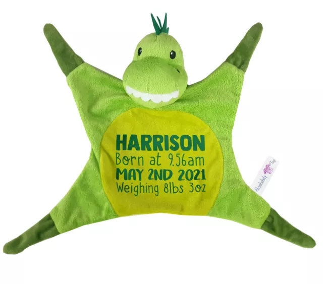 Personalised Baby Snuggle Blanket Dinosaur Soft Plush Comforter Toy Gift