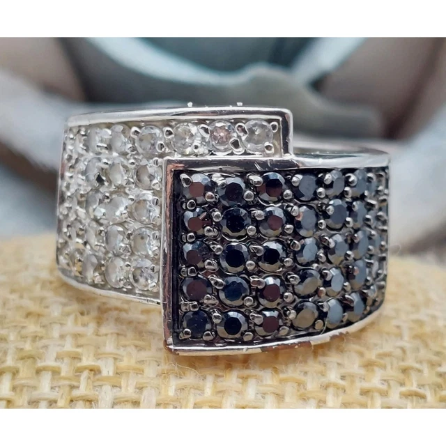 Premier Designs Opera Ring Silver Tone Black Crystal Size 9